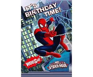 Marvel Ultimate Spiderman It's Birthday time Woosh! Birthday Card