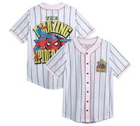 Marvel Unisex Avengers Baseball Jersey - Novelty Fashion Spider-Man Unifrom Shirt - Jersey Top for Men and Women (S-4XL), Size Large, Spider-Man Pinstripes
