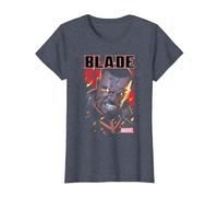 Marvel Universe Blade Snarl T-Shirt, Women, Heather Blue, 3X-Large