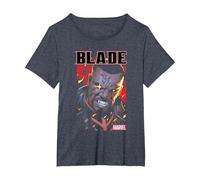Marvel Universe Blade Snarl T-Shirt, Women's Plus, Heather Blue, 4X