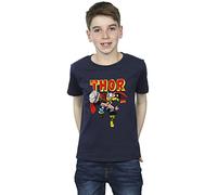 Marvel Universe Boys Thor Hammer Throw T-Shirt Navy Blue 7-8 Years