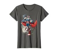 Marvel Universe Captain America Falcon Evolution T-Shirt, Women, Asphalt Grey, 3X-Large