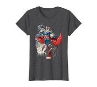 Marvel Universe Captain America Falcon Evolution T-Shirt, Women, Dark Heather Grey, 3X-Large