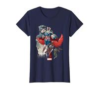 Marvel Universe Captain America Falcon Evolution T-Shirt, Women, Navy Blue, 3X-Large