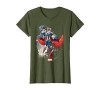 Marvel Universe Captain America Falcon Evolution T-Shirt, Women, Olive Green, Small
