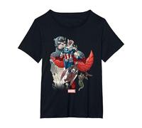 Marvel Universe Captain America Falcon Evolution T-Shirt, Women's Plus, Black, 2X