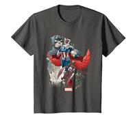 Marvel Universe Captain America Falcon Evolution T-Shirt, Youth, Asphalt Grey, 3T
