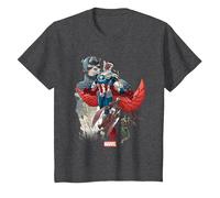Marvel Universe Captain America Falcon Evolution T-Shirt, Youth, Dark Heather Grey, 3T