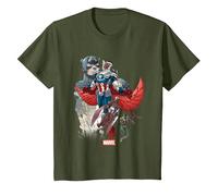 Marvel Universe Captain America Falcon Evolution T-Shirt, Youth, Olive Green, 3T