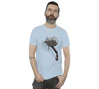 (S, Baby Blue) Marvel Universe Mens Thor Hammer Crack T-Shirt