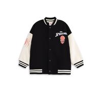 Marvel Spider-Man Boys Black Bomber Jacket | Graphic Varsity Jacket with Cartoon Prints | Long Sleeve Streetwear Top featuring Spidey Comics Apparel | Spiderman Merch