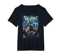 Marvel Venom Logo Lightning Gargoyle T-Shirt, Women's Plus, Black, 4X