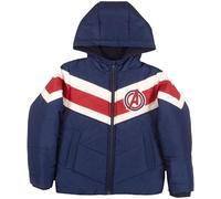 Marvel Winter Coat for Boys Avengers Graphic Print Boys Puffer Winter Jacket for Big and Little Kids (Dark Blue Size 4)