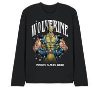 Marvel Wolverine Merry Xmas Bub! Unisex Long Sleeve T Shirt, Black, Medium