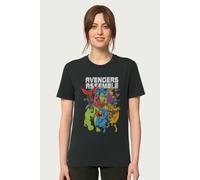 Marvel Women's Avengers Assemble Comic Book Colour Art Relaxed Fit T-Shirt in Black | Size: 2XL Marvel Black 2XL