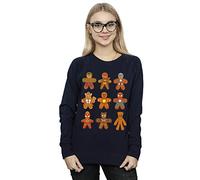Marvel Women's Avengers Christmas Gingerbread Sweatshirt Navy Blue Large