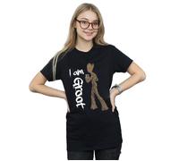 Marvel Women's Avengers Infinity War Graffiti Groot Cotton Boyfriend T-Shirt in Black | Size: 2XL Marvel Black 2XL