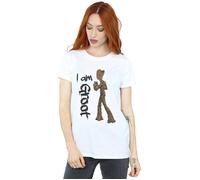 Marvel Women's Avengers Infinity War Graffiti Groot Cotton Boyfriend T-Shirt in White | Size: 3XL Marvel White 3XL