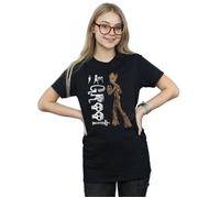 Marvel Avengers Infinity War I Am Teenage Groot Cotton Boyfriend T-Shirt In Black Black XXL