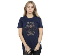 Marvel Women's Avengers Infinity War Icons Cotton Boyfriend T-Shirt in Navy | Size: Medium Marvel Navy M