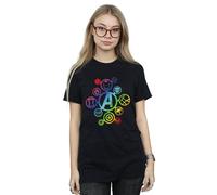 Marvel Women's Avengers Infinity War Rainbow Icons Cotton Boyfriend T-Shirt in Black | Size: Large Marvel Black L