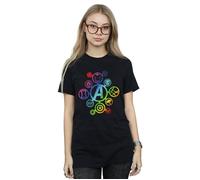Marvel Women's Avengers Infinity War Rainbow Icons Cotton Boyfriend T-Shirt in Black | Size: Small Marvel Black S