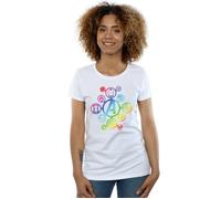 Marvel Women's Avengers Infinity War Rainbow Icons Cotton T-Shirt in White | Size: 2XL Marvel White 2XL