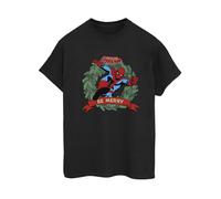 Marvel Women's Be Merry Cotton Boyfriend T-Shirt in Black | Size: 5XL Marvel Black 5XL