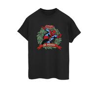 Marvel Women's Be Merry Cotton Boyfriend T-Shirt in Black | Size: Medium Marvel Black M