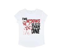 Marvel Women's Black Two Widows Rolled Sleeve T-Shirt, White, Large