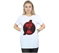 Marvel Women's Black Widow Movie Avengers Logo Cotton Boyfriend T-Shirt in White | Size: 3XL Marvel White 3XL