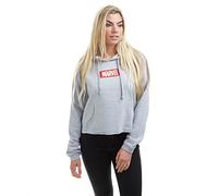 Marvel Women's Box Logo Cropped Hooded Sweatshirt, Sports Grey, 10 UK