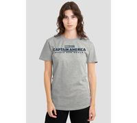 Marvel Women's Captain America Brave New World Distressed Logo T-Shirt, Athletic Heather in Light Grey | Size: Small Marvel Light Grey S