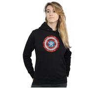 Marvel Women's Captain America Pixelated Shield Hoodie in Black | Size: 2XL Marvel Black 2XL