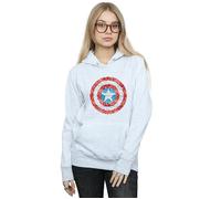 Marvel Women's Captain America Pixelated Shield Hoodie in Grey | Size: XL Marvel Grey XL