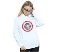 Marvel Women's Captain America Pixelated Shield Hoodie in White | Size: XL Marvel White XL