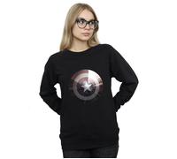 Marvel Women's Captain America Shield Shiny Sweatshirt in Black | Size: 2XL Marvel Black 2XL