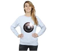 Marvel Women's Captain America Shield Shiny Sweatshirt in Grey | Size: 2XL Marvel Grey 2XL
