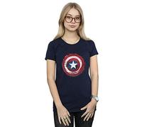 Marvel Women's Captain America Splatter Shield T-Shirt Navy Blue Medium