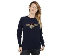 Marvel Women's Captain Marvel Chest Emblem Sweatshirt Navy Blue Medium