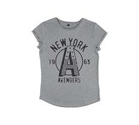 Marvel Women's Classic Avengers New York Rolled Sleeve T-Shirt, Grey (Grey Blend), M