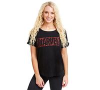 Marvel Women's Comic Logo T Shirt, Black (Black Blk), 10 UK