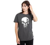 Marvel Women's Daredevil Born Again Skull The Punisher Returns Ladies T Shirt, Light Graphite, XXL
