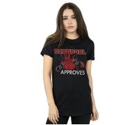 Marvel Women's Deadpool Approves Cotton Boyfriend T-Shirt in Black | Size: Small Marvel Black S