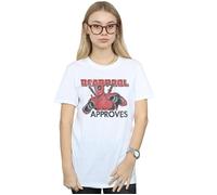 Marvel Women's Deadpool Approves Cotton Boyfriend T-Shirt in White | Size: 3XL Marvel White 3XL
