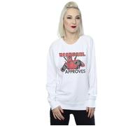 Marvel Women's Deadpool Approves Sweatshirt in White | Size: Medium Marvel White M