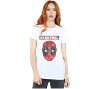 Marvel Women's Deadpool Camo Head Cotton Boyfriend T-Shirt in White | Size: XL Marvel White XL