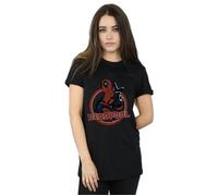Marvel Women's Deadpool Gun Finger Cotton Boyfriend T-Shirt in Black | Size: Large Marvel Black L