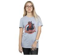 Marvel Women's Deadpool Gun Finger Cotton Boyfriend T-Shirt in Grey | Size: 2XL Marvel Grey 2XL