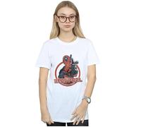 Deadpool Gun Finger Cotton Boyfriend T-Shirt Marvel White XXL